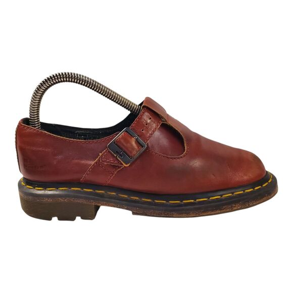 Vintage DR. MARTENS Shoes Womens Size 6 Burgundy Red T Strap Mary Janes Y2K 90s - Picture 3 of 14
